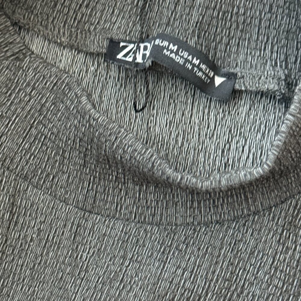 Zara Textured Ruched Top - Gray - Picture 2 of 3